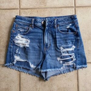 American Eagle Outfitters Blue Distressed Jean Shorts